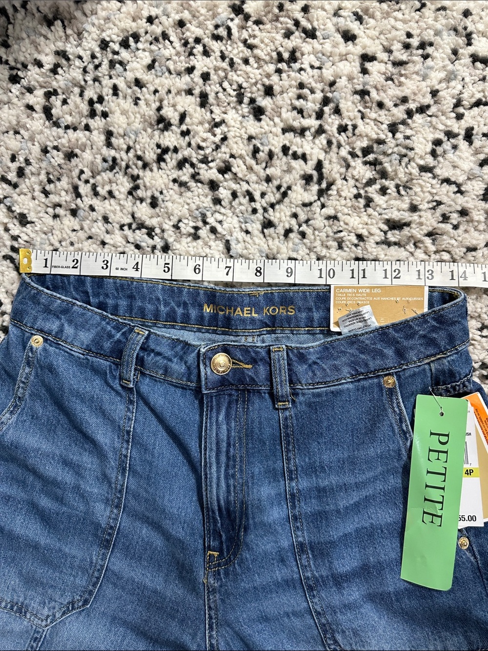 Michael Kors Medium Blue High-Rise Wide Leg Jeans - Picture 5 of 13